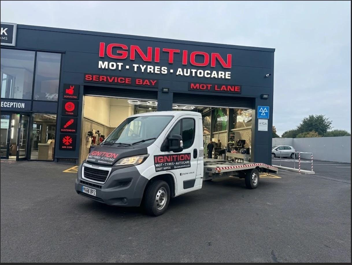 Ignition Autocare recovery truck outside the Castleford garage