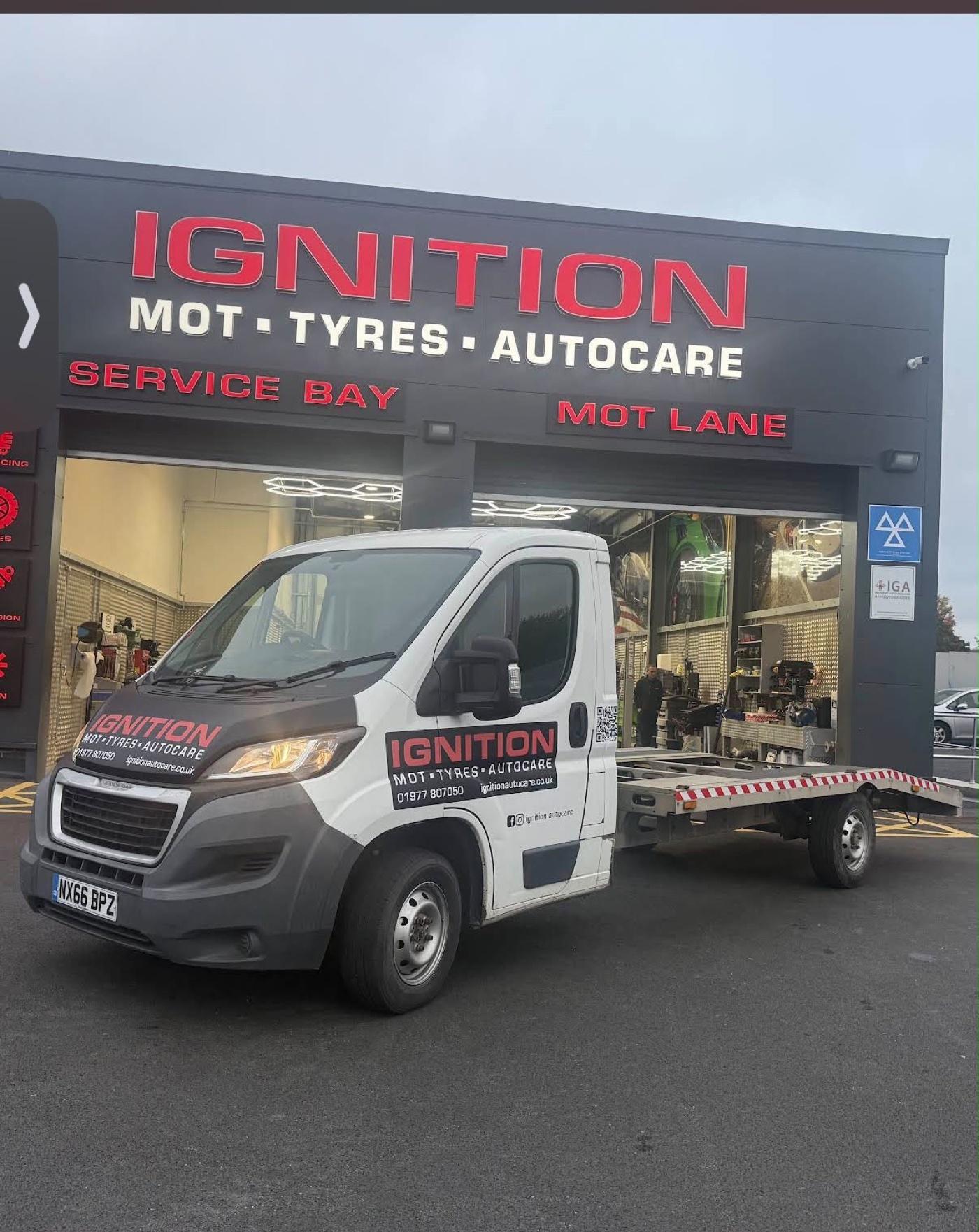 Ignition Autocare recovery truck outside our Castleford garage